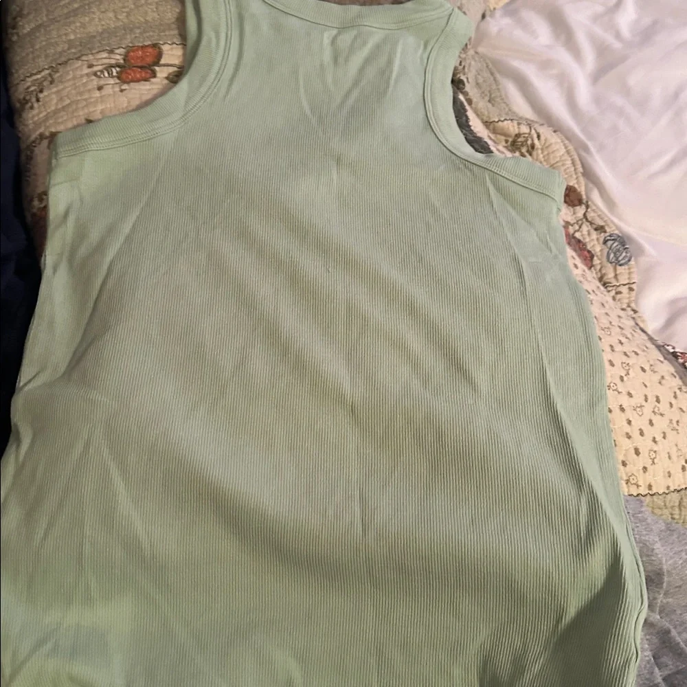 LOFT Light Green Ribbed Racerback Tank - Picture 3 of 3